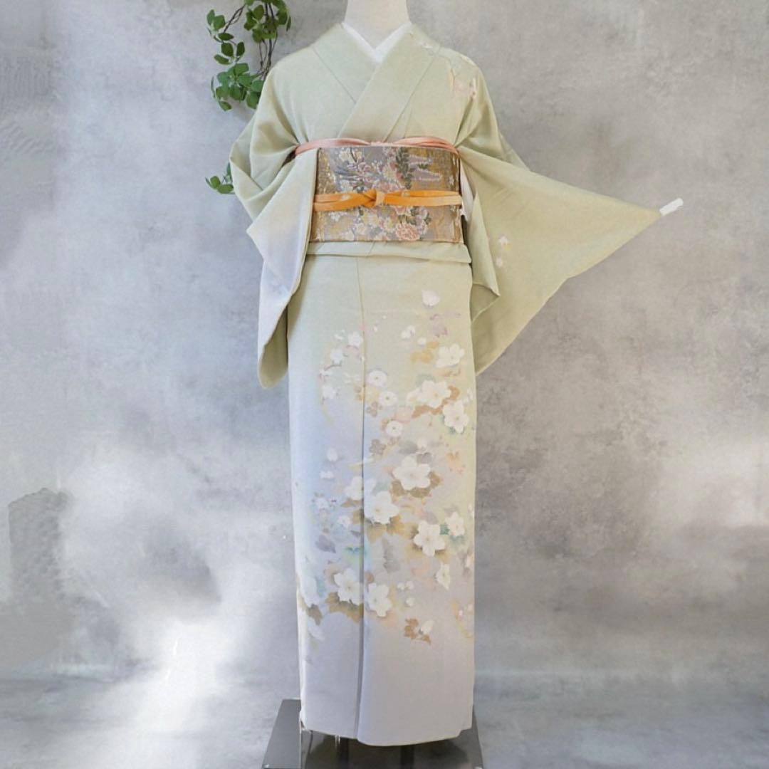 訪問着２点セット正絹　卒業式　入学式　お宮参り【訪問着、袋帯、帯締め、帯揚げ】