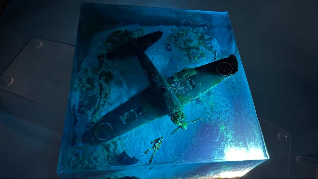 珊瑚の海に眠る零戦　レジン　ジオラマ