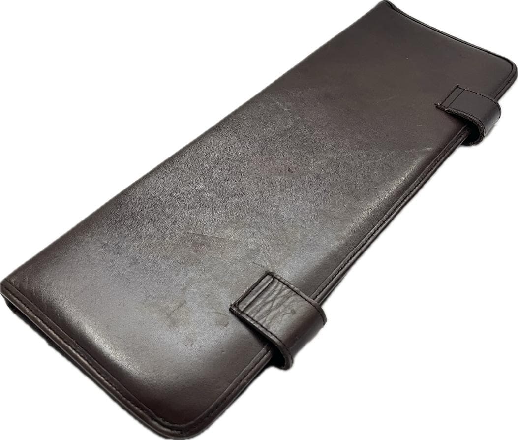 Dunhill ダンヒル ネクタイケース レザー　ブラウン 金ロゴ　出張