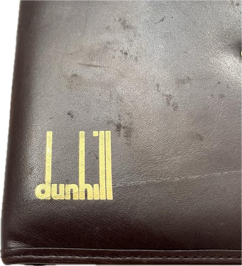 Dunhill ダンヒル ネクタイケース レザー　ブラウン 金ロゴ　出張