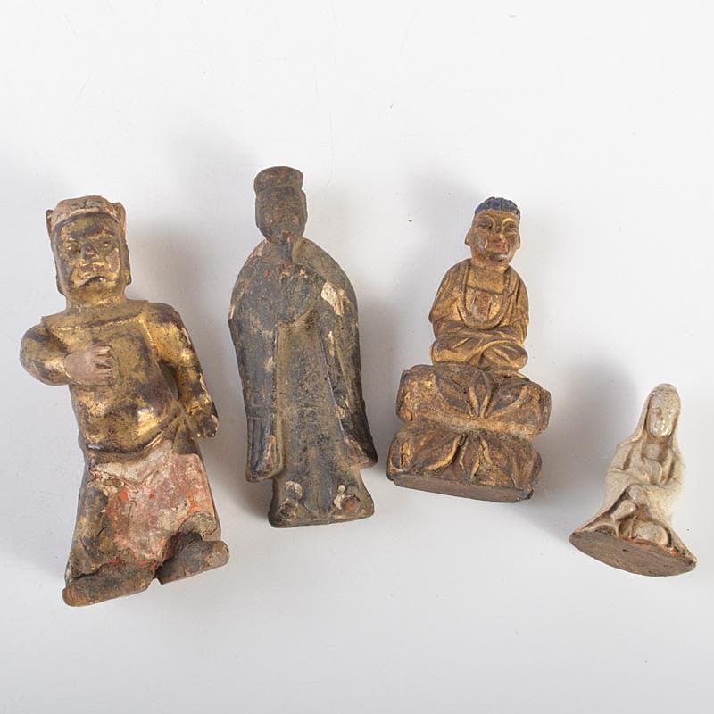 仏教美術　木彫など　懐中仏　仏像　人物像　4点まとめて　M　R7450