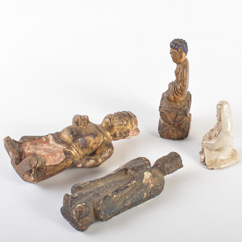 仏教美術　木彫など　懐中仏　仏像　人物像　4点まとめて　M　R7450