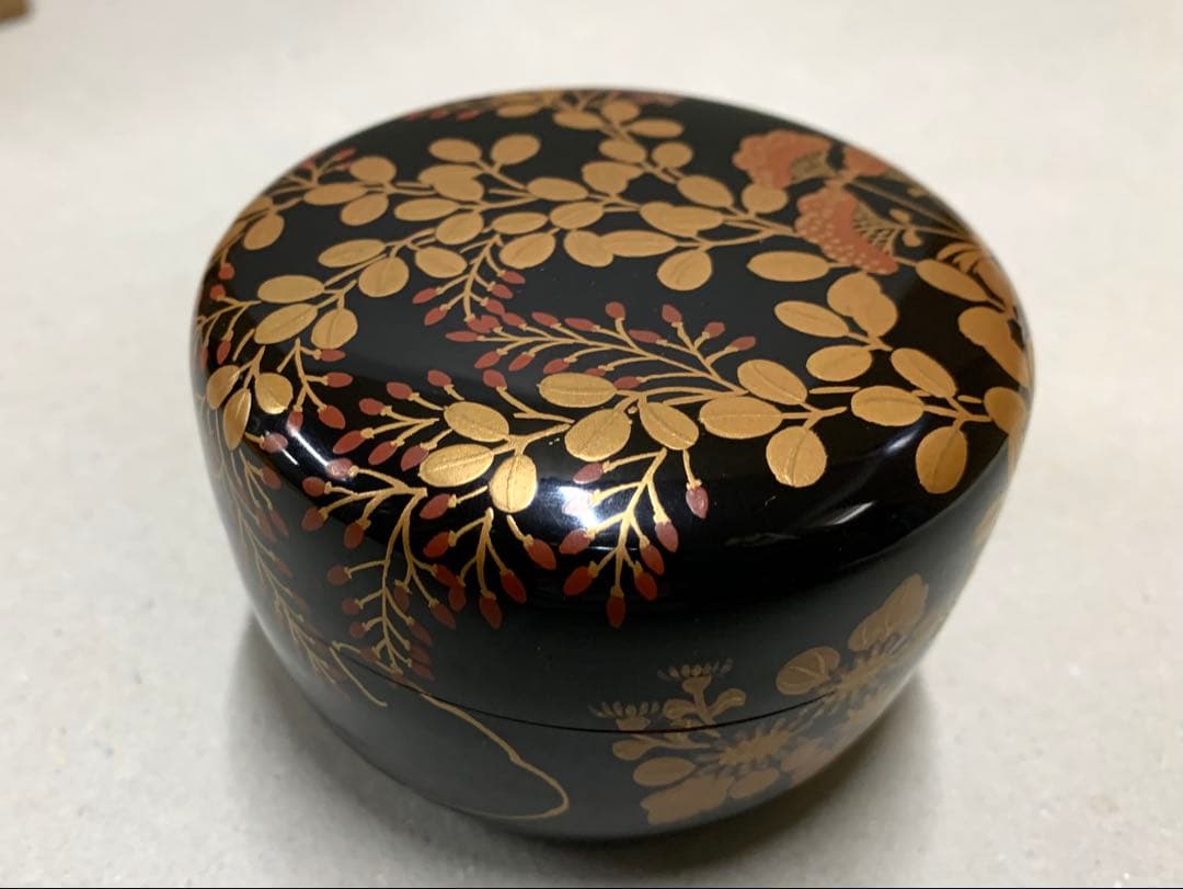 漆芸師 夏目有彦 内銀 秋草蒔絵 平棗 棗 茶器 茶道具