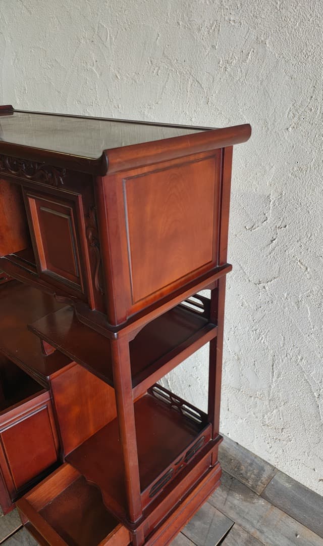 和ダンス　違い棚 木製家具 ダークブラウン　小道具　M0162