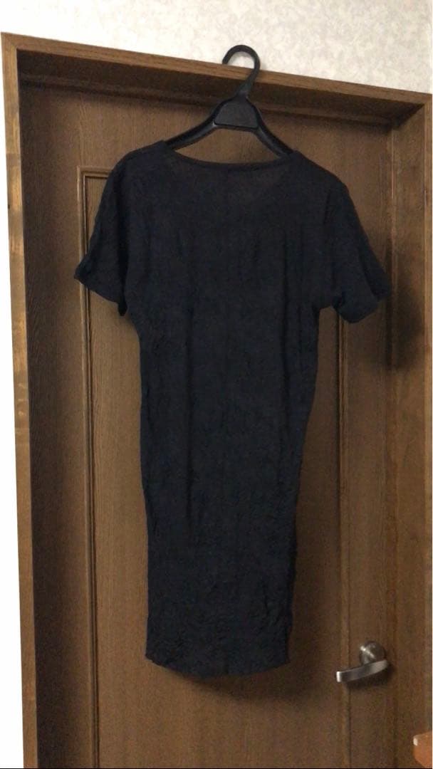 トップス Craft Fabric Layered U-neck Tshirt BLACK