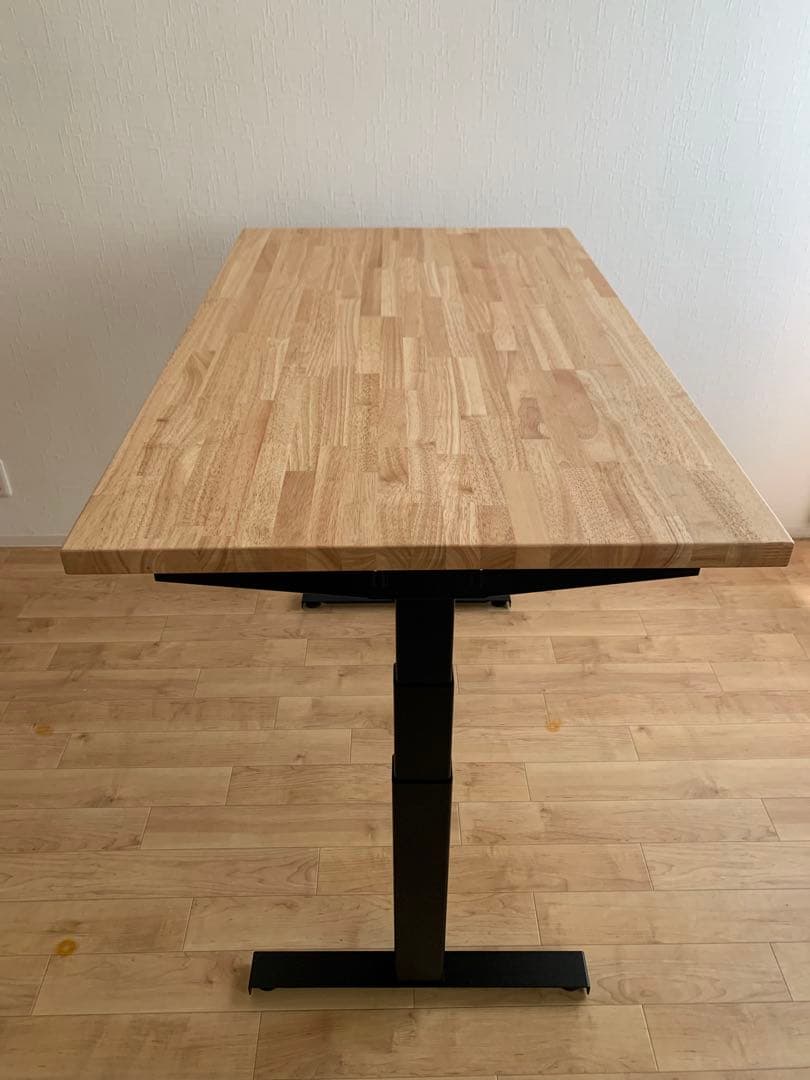 昇降デスク kanademono ラバーウッドナチュラル × スマート電動昇降脚