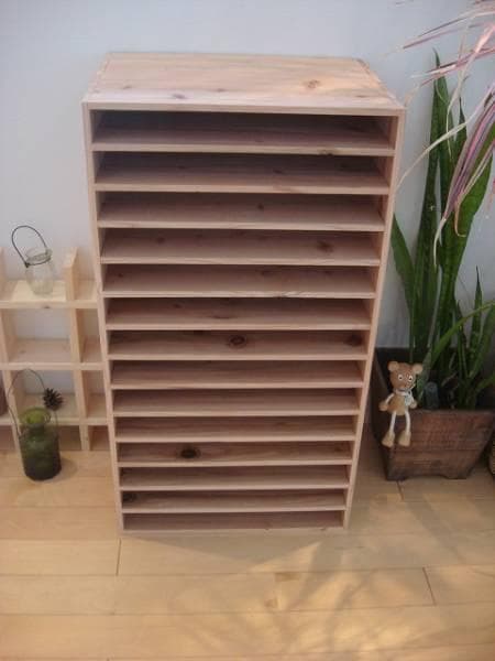 ★送料無料★サイズ変更可能★B4木製14段書類棚/無垢材書類ケース オーダー可能