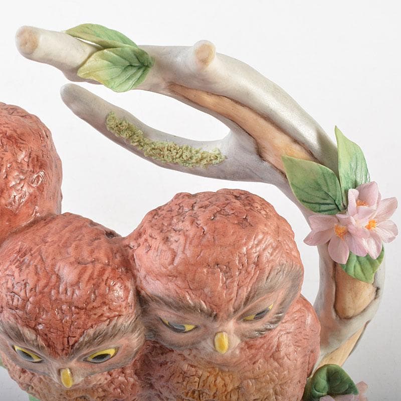 アンティーク　Cubis　USA　陶製　三匹のフクロウ　縁起物　置物　C6738