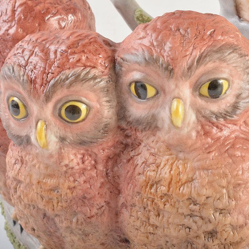 アンティーク　Cubis　USA　陶製　三匹のフクロウ　縁起物　置物　C6738