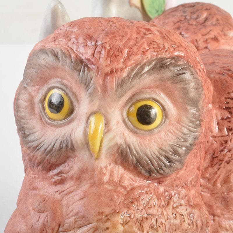 アンティーク　Cubis　USA　陶製　三匹のフクロウ　縁起物　置物　C6738