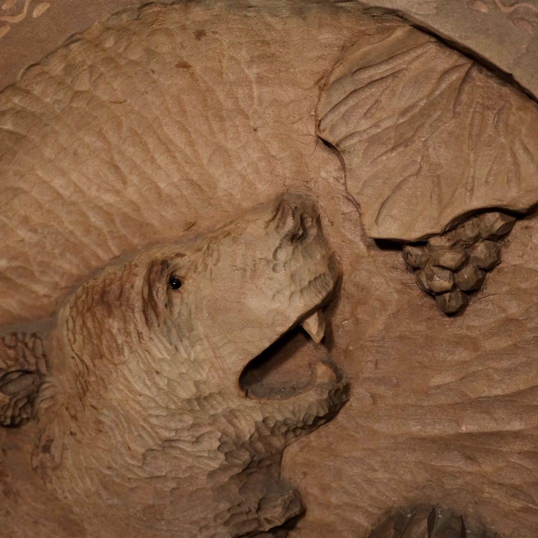 昭和レトロ 北海道 民藝 アイヌ 木彫熊 ガラス目 壁掛け 古道具 アンティーク