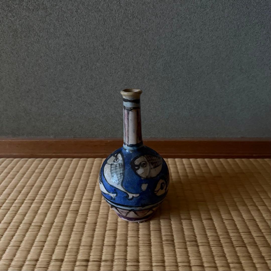 マジョリカ焼 マヨリカ焼 色絵魚文瓶 18世紀 古美術 骨董 デルフト 江戸時代