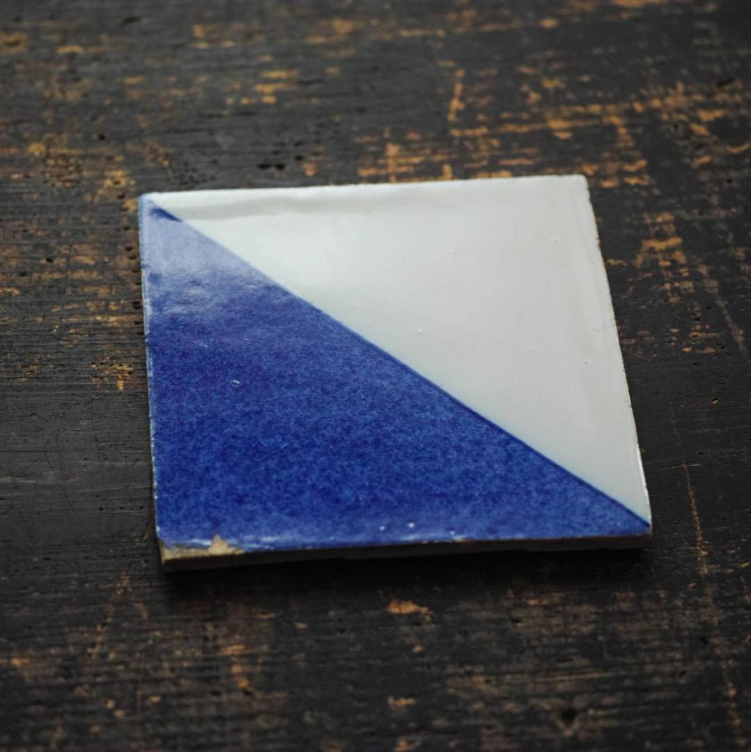 18世紀オランダ デルフトタイル 幾何学文 d / アンティーク 阿蘭陀 和蘭