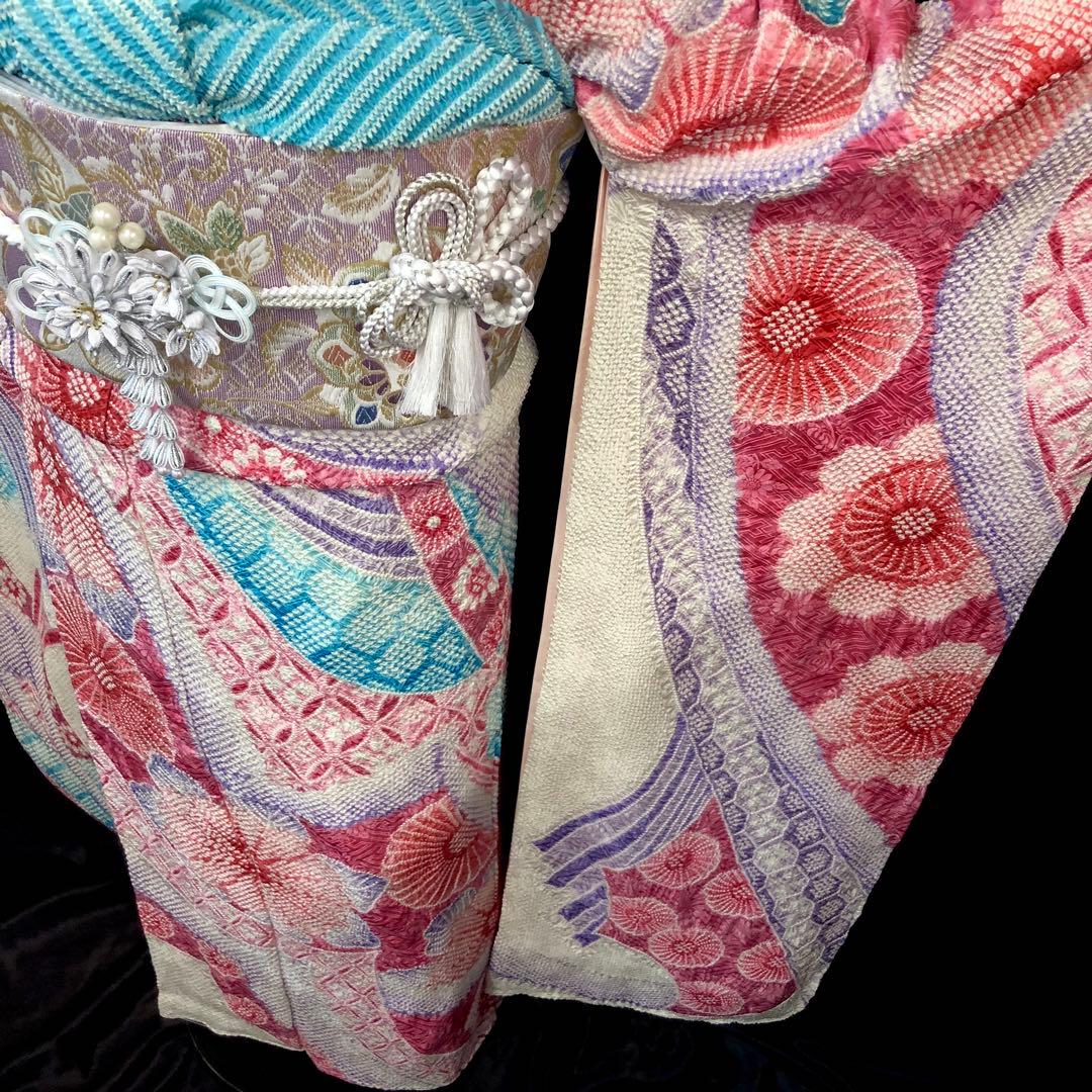 振袖フルセット■未使用■藤娘きぬたや■吉祥熨斗模様■総絞り■振袖一式