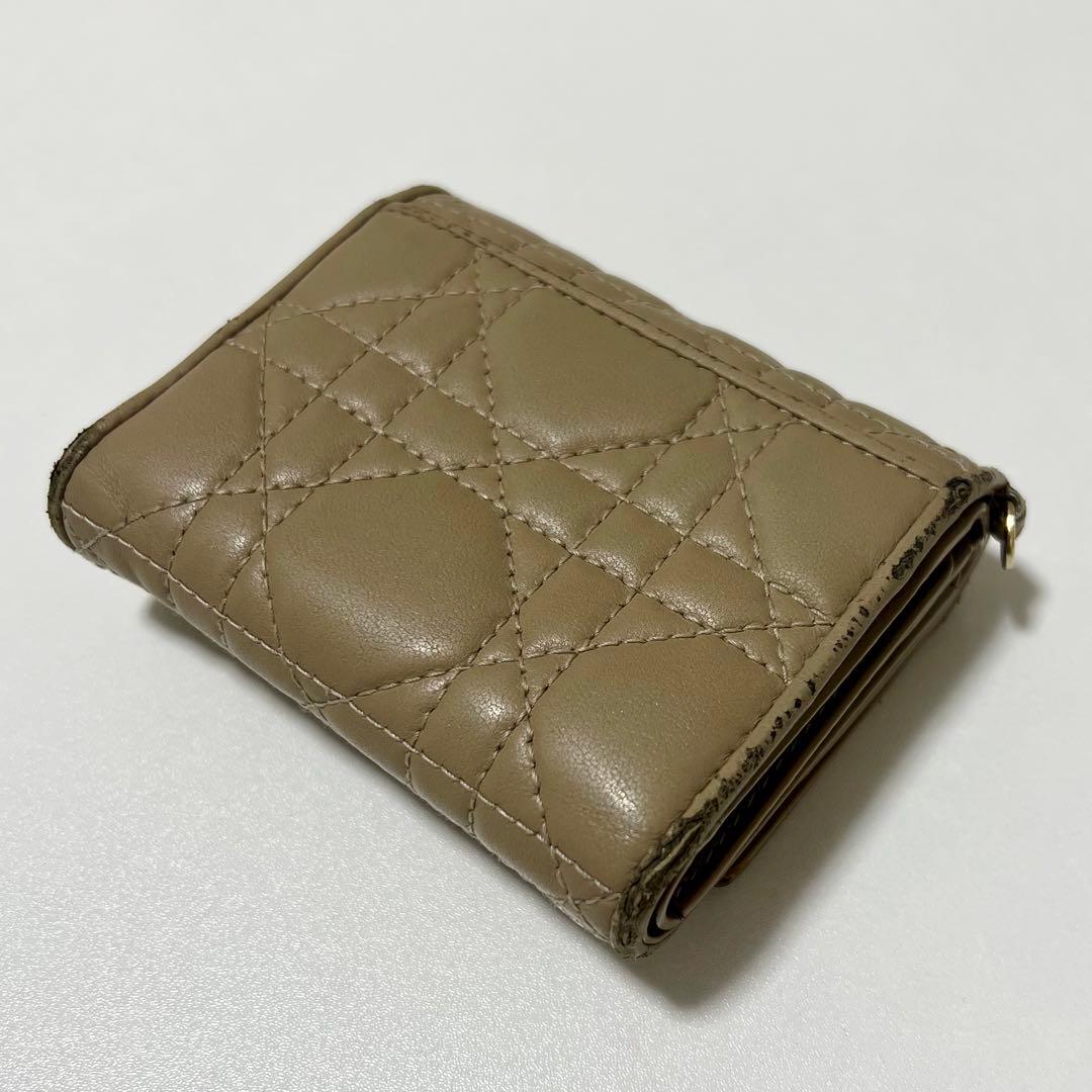 Dior レディディオール ロータスウォレット ベージュ　チェーン付き