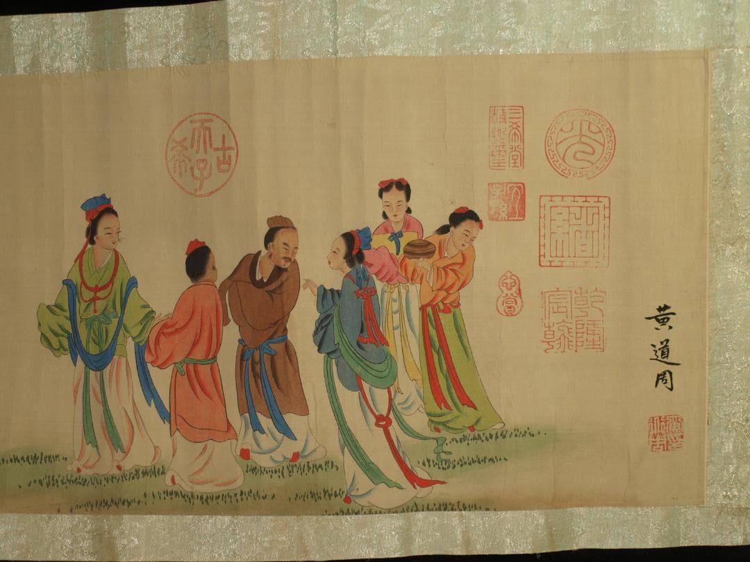 中国明時代の掛軸　黄道周作 激安骨董品　肉筆保証　保管品 BD432A11-6