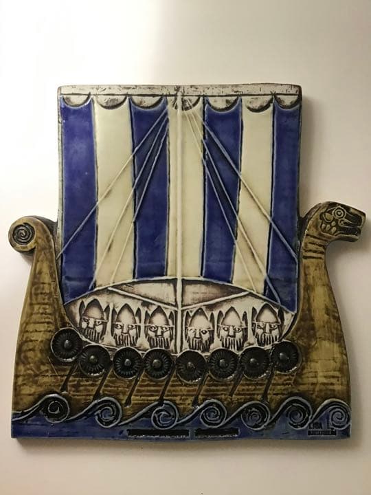 Lisa Larson SKEPP リサラーソン 陶板 バイキング船