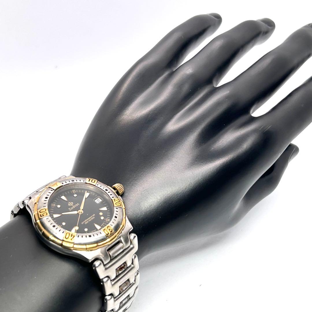 新品電池 稼働 ゾディアック QZ デイ SS メンズ 腕時計 シルバー