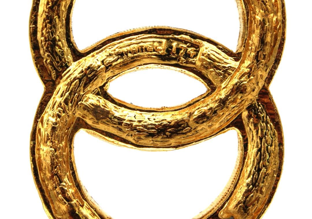 CHANEL シャネル ビンテージ ココマーク ゴールドラインストーン ブローチ