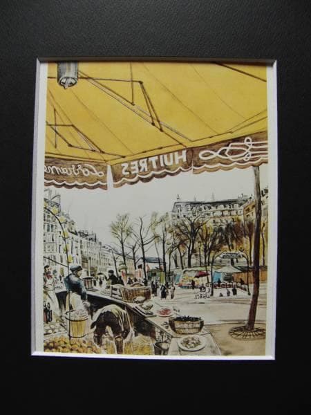 藤田嗣治、テルヌ広場、希少な画集より、新品高級額・額装付、状態良好