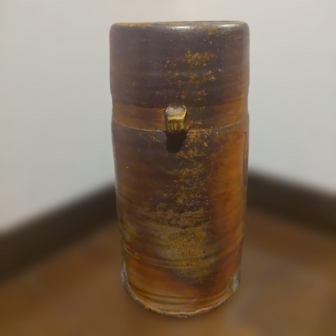 【福岡市南区お引き取り限定】備前焼　嶋幸博作花入れ　木箱付き