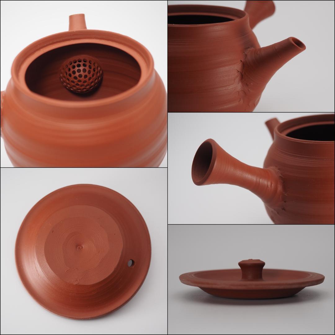 人間国宝 三代山田常山作 常滑焼 朱泥茶器 共布/共箱