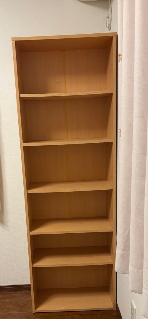 ナチュラル 6段本棚 合板製 縦長