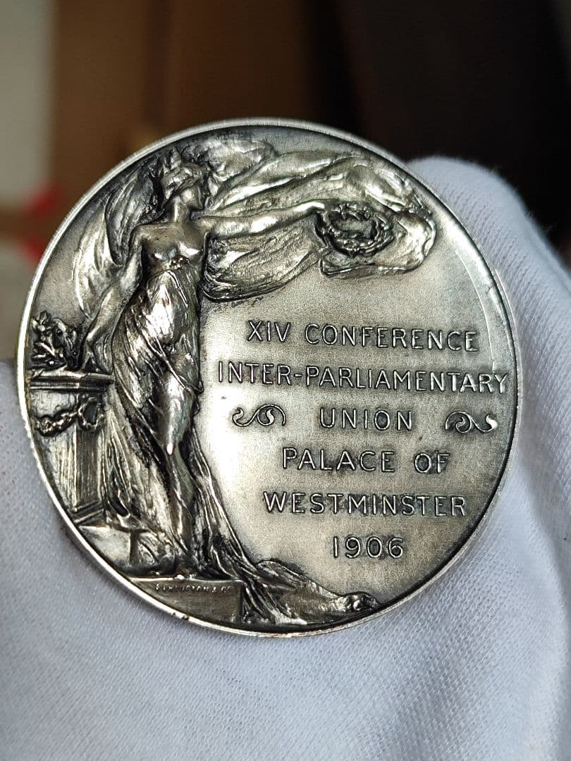 希少1906 イギリス ロンドン 列国議会同盟会議 銀貨大型 シルバーメダル