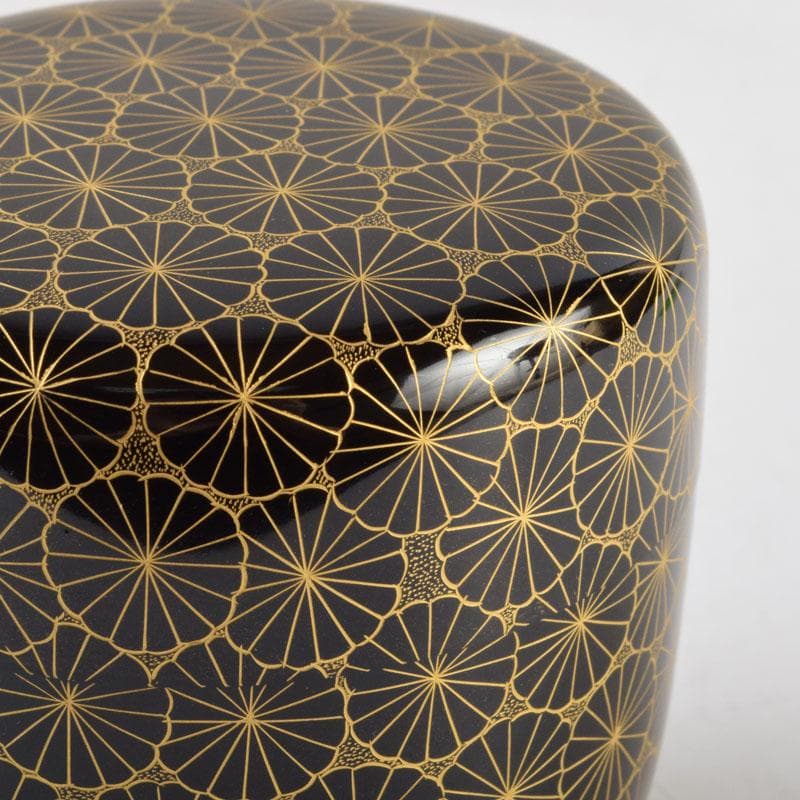 Gojyo　輪島塗　前志芸男作　沈金菊文様　棗　共布共箱　V　9152