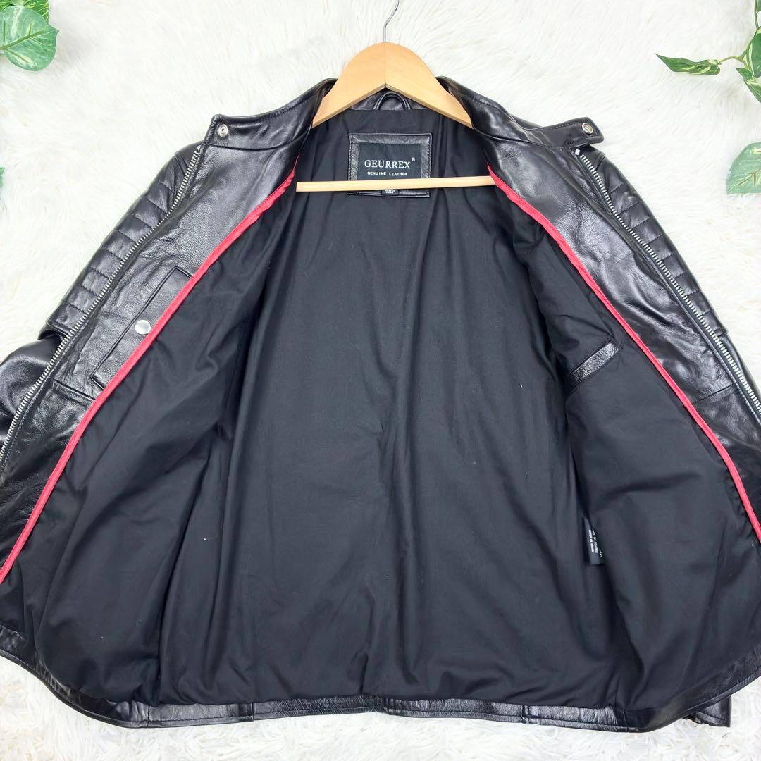 美品　ジャーレックス　本革　シングルライダース　レザージャケット　蛇腹　XL　黒
