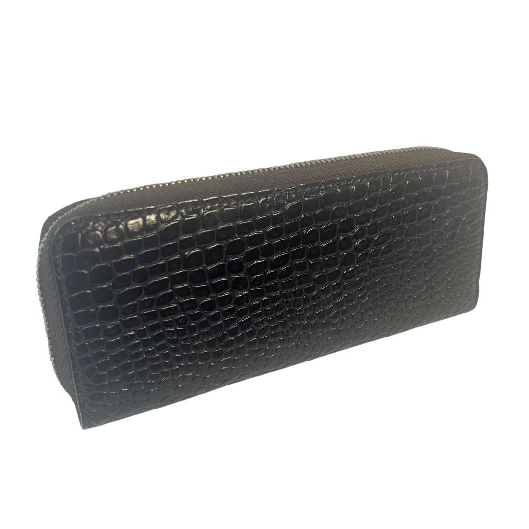 【美品】モンブラン 本革 クロコ型押し ペンケース ファスナー