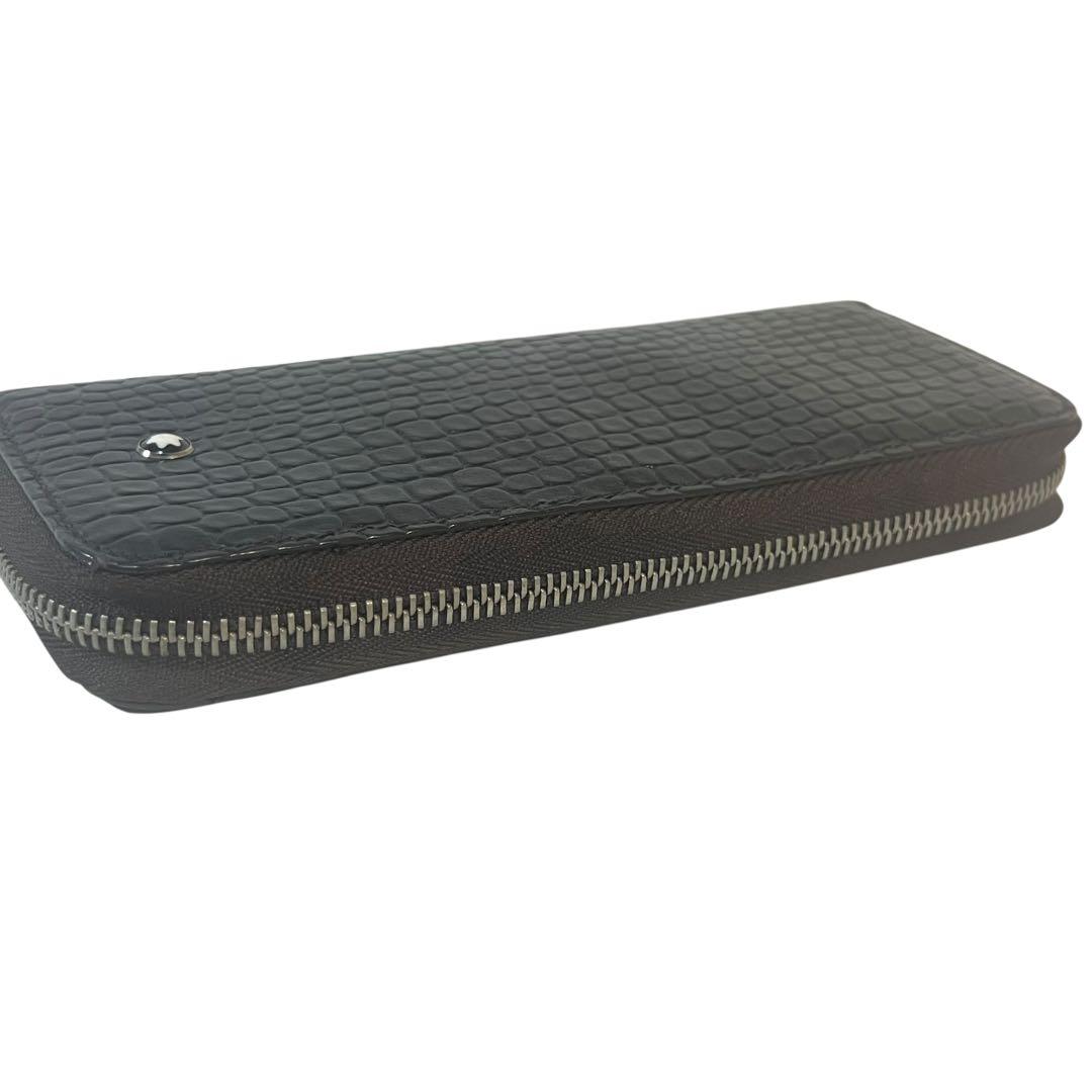 【美品】モンブラン 本革 クロコ型押し ペンケース ファスナー