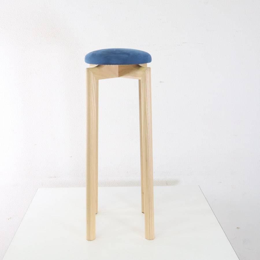 2脚同梱 匠工芸 マッシュルームスツール Lサイズ ウレタンクリア/青+黒/青