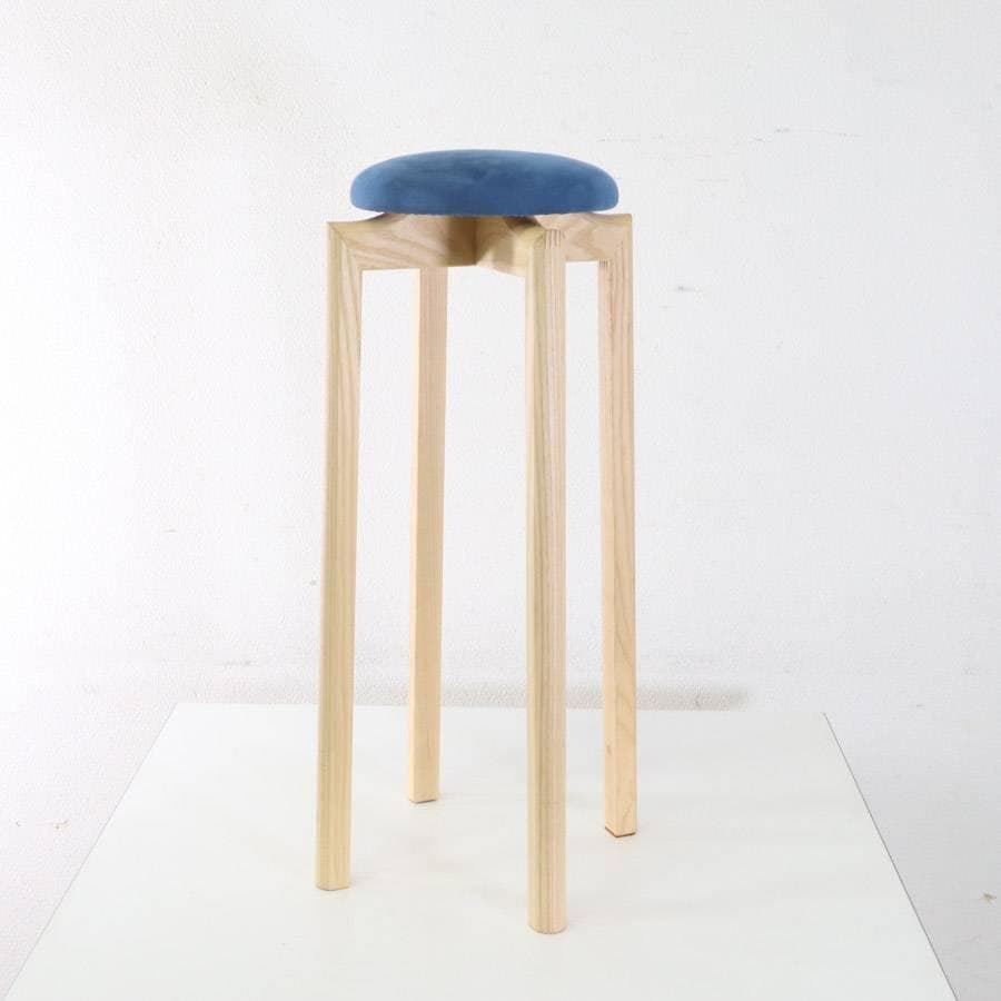 2脚同梱 匠工芸 マッシュルームスツール Lサイズ ウレタンクリア/青+黒/青