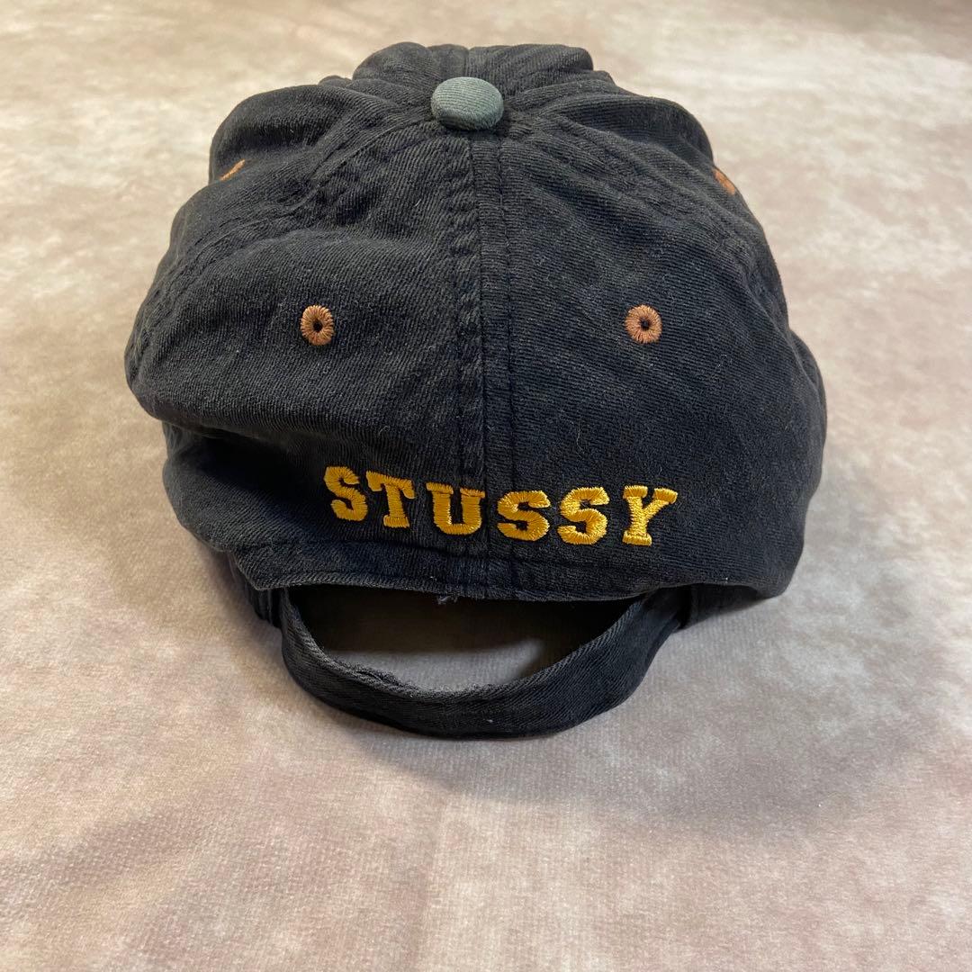 90s Stussy hats キャップ SS刺繍 2トーン カーキ/ブラック