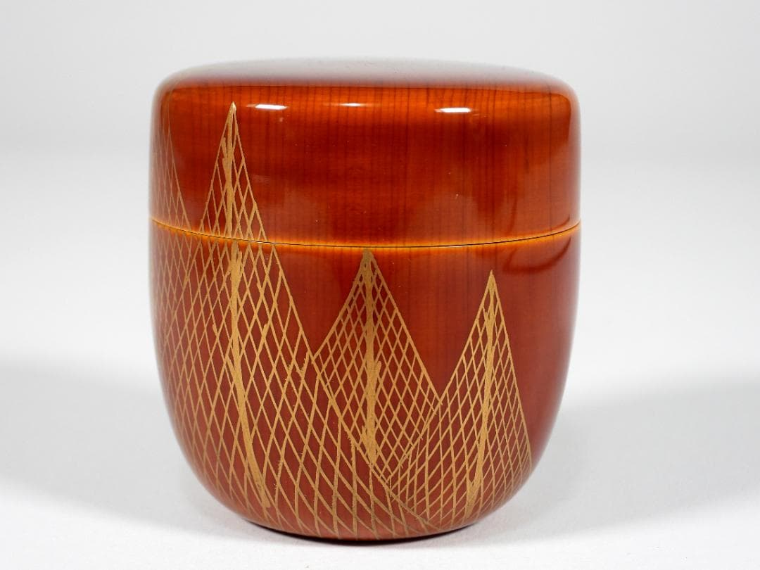 塗師 聡春 作 春慶塗 千網蒔絵 利休棗 共箱 煎茶道具