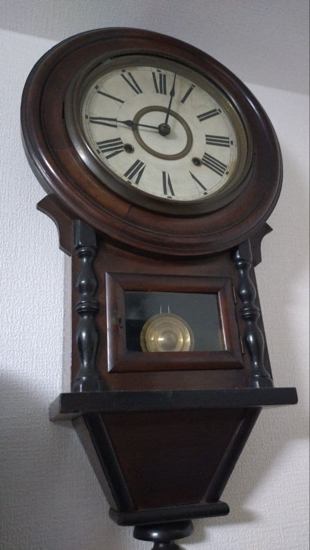 木製クラシック掛時計 振り子付き 柱時計 古時計