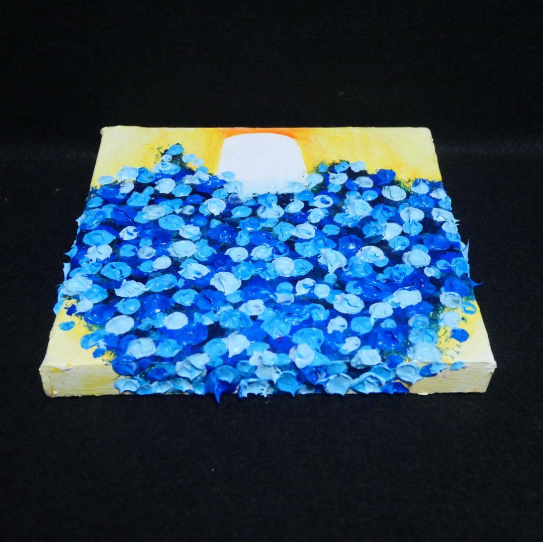 油絵 油彩 油彩画 絵画 アートパネル【青いかすみ草】