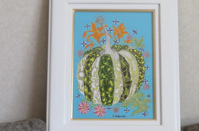 ほこのきしんきち　かぼちゃ　油彩額　真作