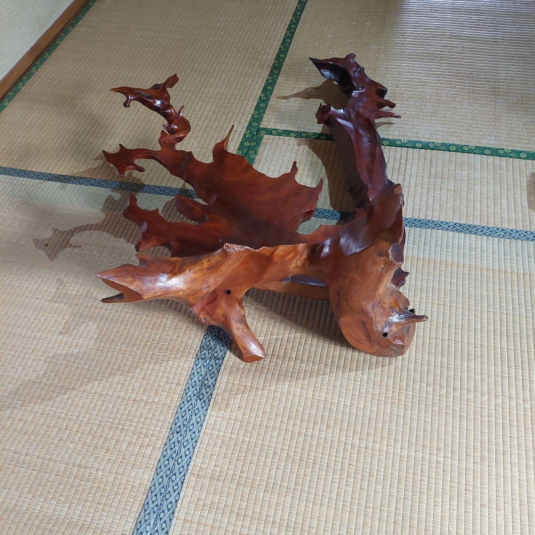 木製有機形状彫刻 茶色