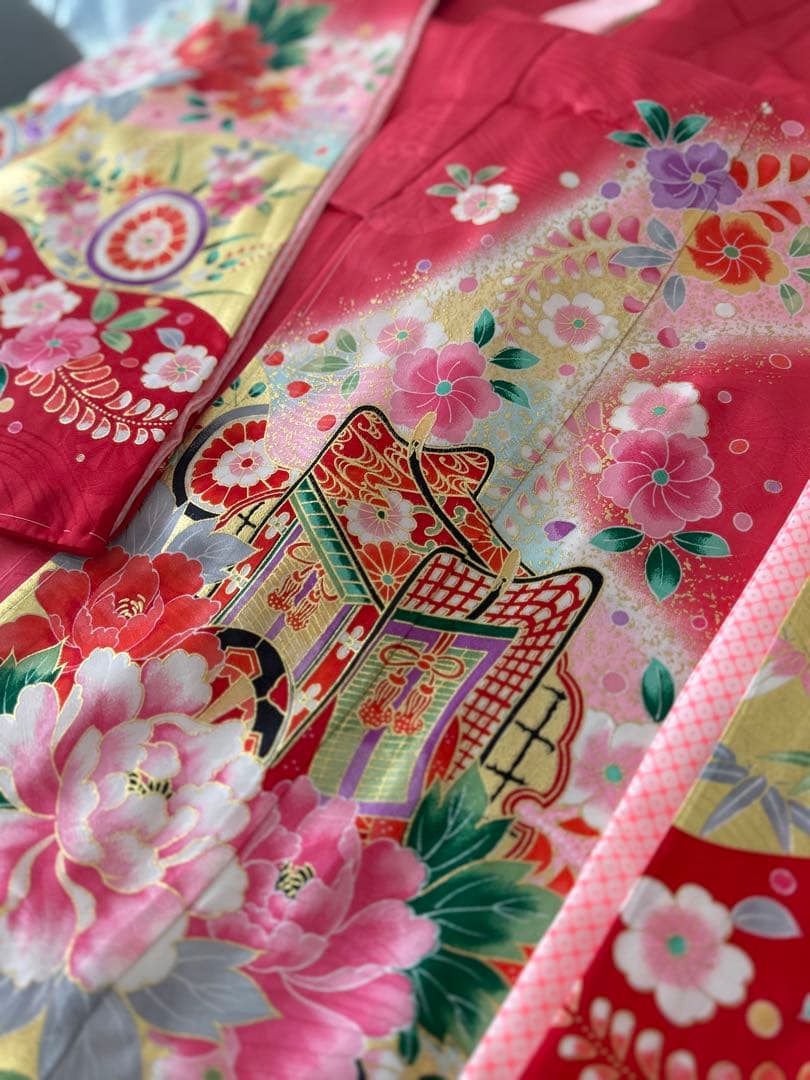 正絹四つ身　七五三　　長襦袢＆重ね襟付き　肩上げ済み