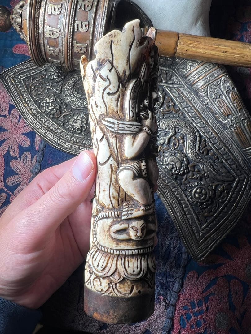 骨製　マハーカーラ像　ヴィンテージ　チベット　ネパール