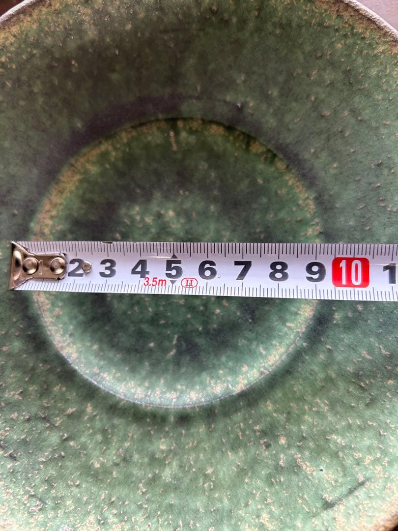 大嶺實清　大嶺工房　三つ足皿　陶器　沖縄　やちむん　緑　囍屋　グリーン　読谷