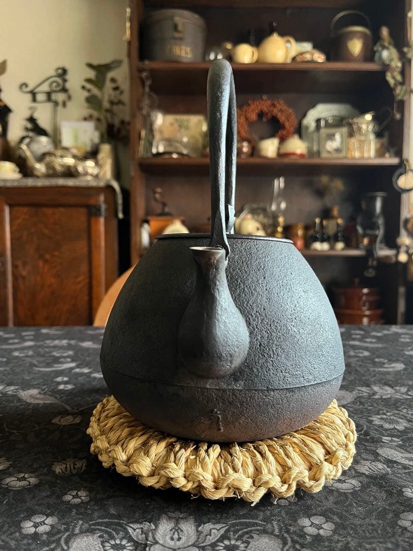 南部鉄瓶　釜定　秋の実　肌　鉄瓶