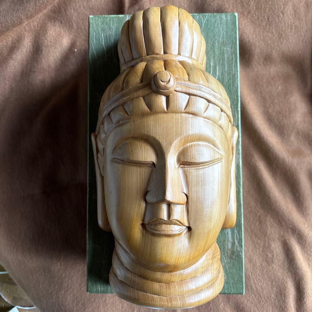 新品未使用 木製 観音菩薩 デザインオブジェ 約30cm