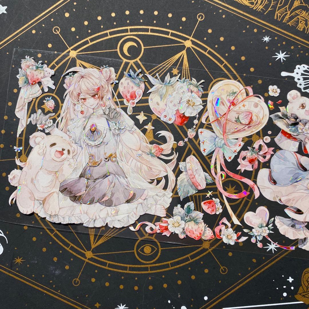 【9193】海外　中古巻　貝殻光マスキングテープ　人物系　熊　女の子　かわいい