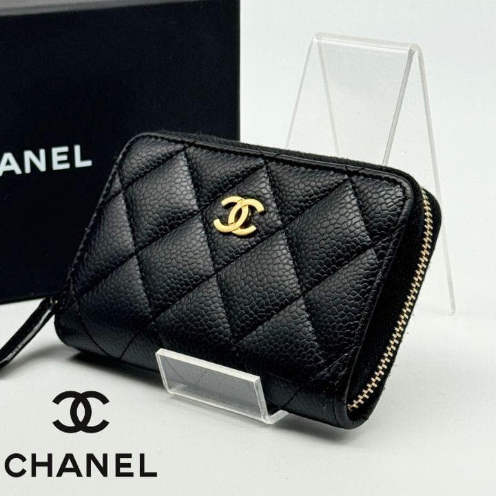 【箱付き・極美品】シャネル キャビアスキン カード　ケース　小銭入れ