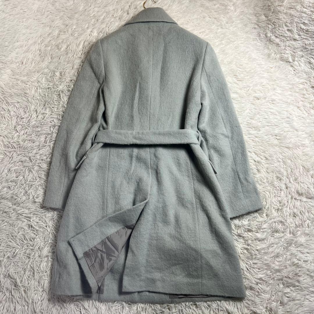 大きいサイズ アンタイトル アルパカ混 ベルテッド チェスターコート グレー 4