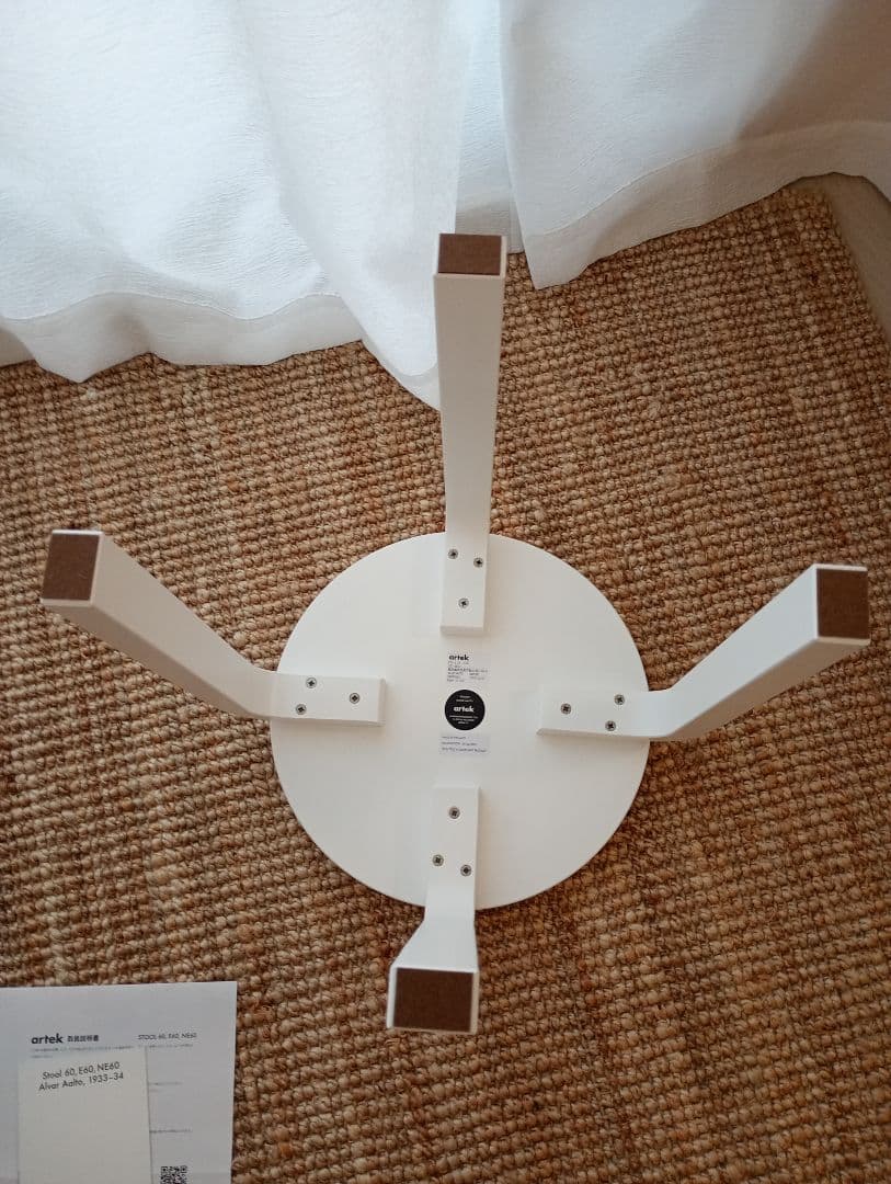 【美品】artek Stool E60 4本脚 オールホワイトラッカー
