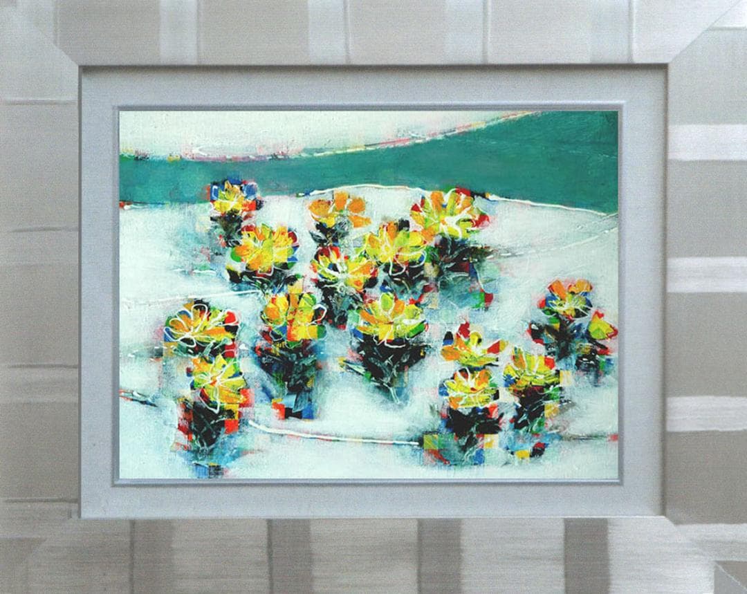 油絵 菅家令子 絵 絵画 インテリア 額付(銀) F4-091416 花 福寿草